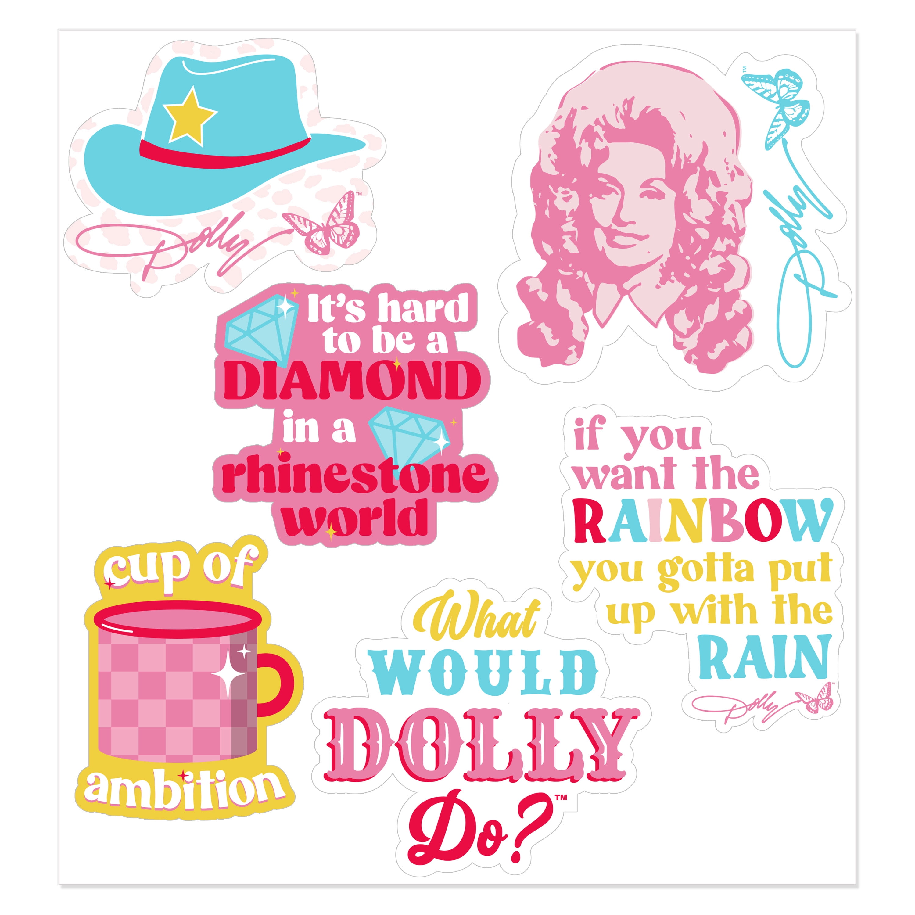 Dolly Parton Reusable Vinyl Stickers, Themed Party, Multicolor, 1 Sheet