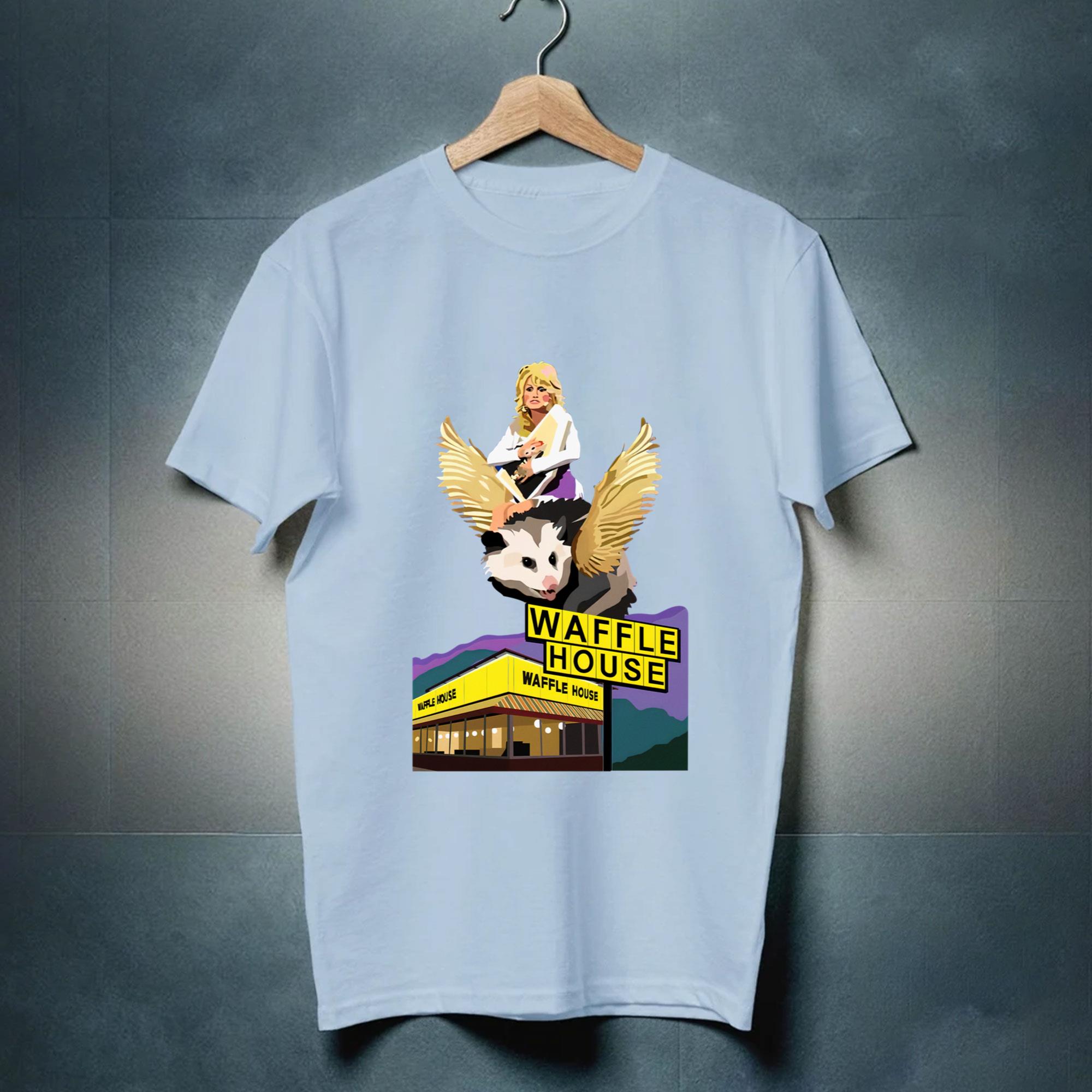 Dolly Parton Riding A Winged Possum Over Waffle House