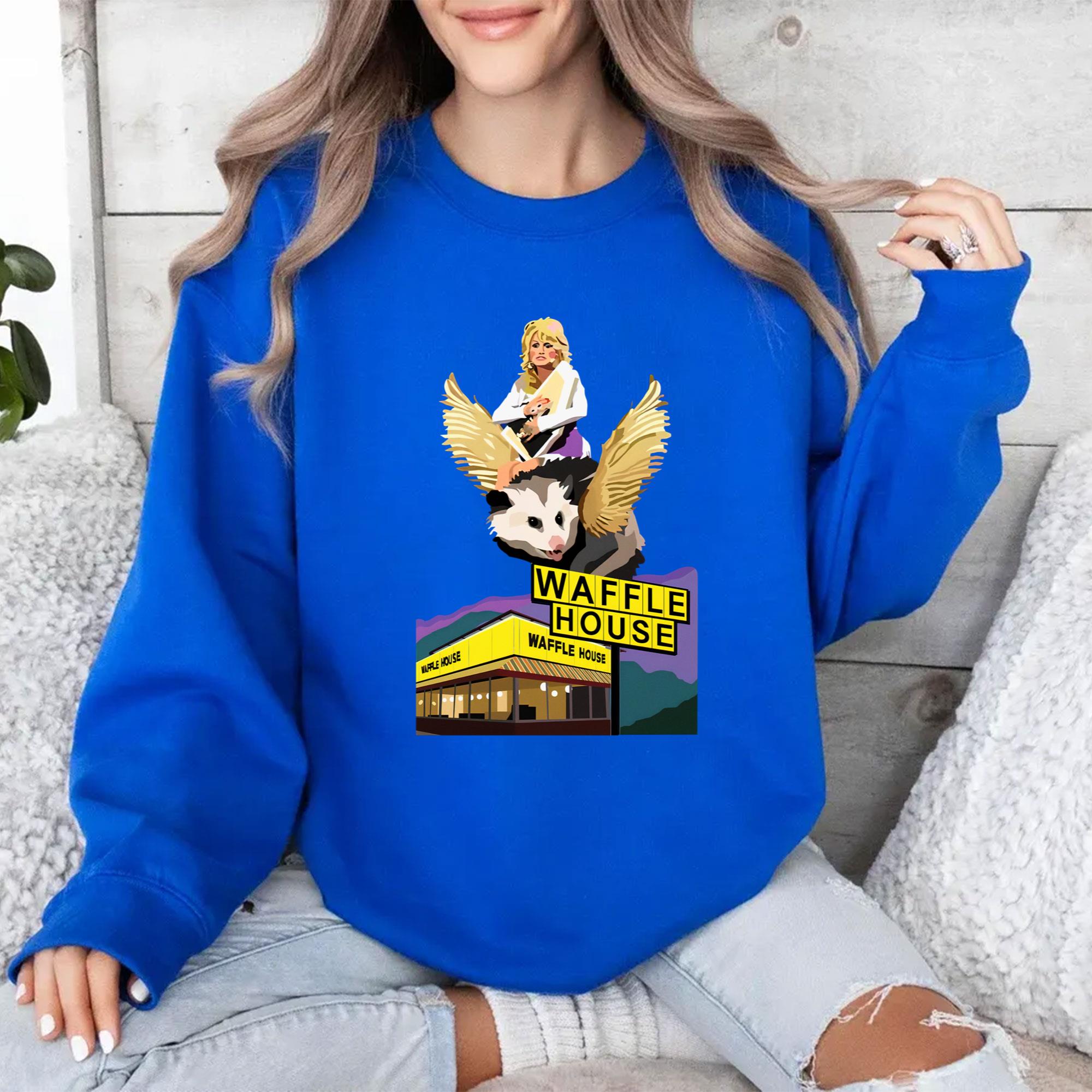 Dolly Parton Riding A Winged Possum Over Waffle House