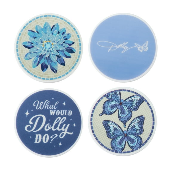 Dolly Parton Set of 4 Round Bag Clips with Magnet, Blue