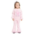 thumbnail image 1 of Dolly Parton Baby and Toddler Girls Faux Fur Trim Graphic Sweatshirt and Flare Pants Set, 2-Piece, Sizes 12M-5T, 1 of 8