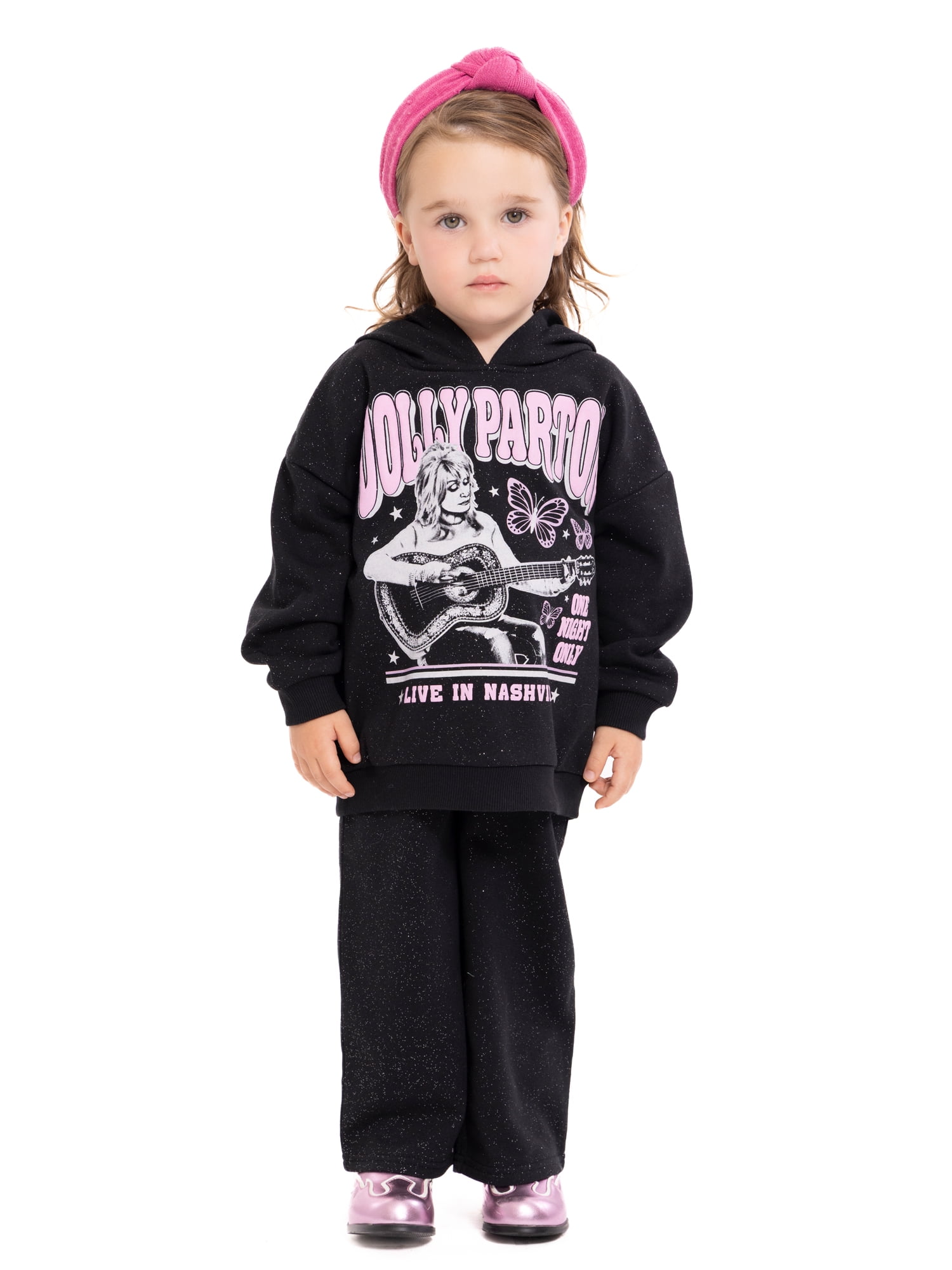 Dolly Parton Baby and Toddler Girls Graphic Glitter Hoodie and Flare Pants  Set, 2-Piece, Sizes 12M-5T - Walmart.com, image size:1500x2000