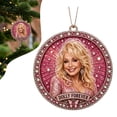 thumbnail image 1 of Dolly Pink Hanging Ornament, Acrylic Decoration for Christmas Tree & Car Mirror, Glitter Country Music Fan Gift, Sparkling Pink Charm, 1 of 7