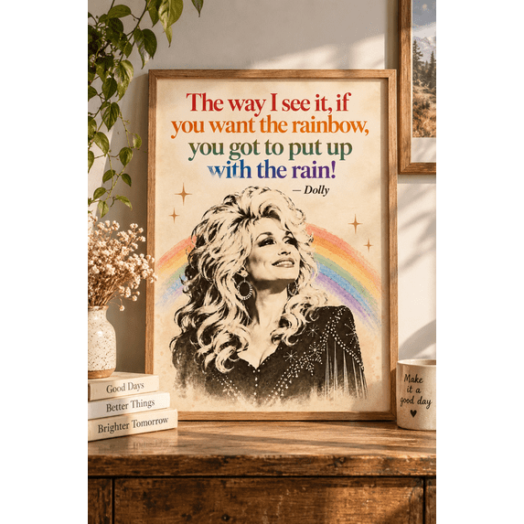 Dolly Rainbow Quote Colorful Inspirational Country Music Wall Art ...