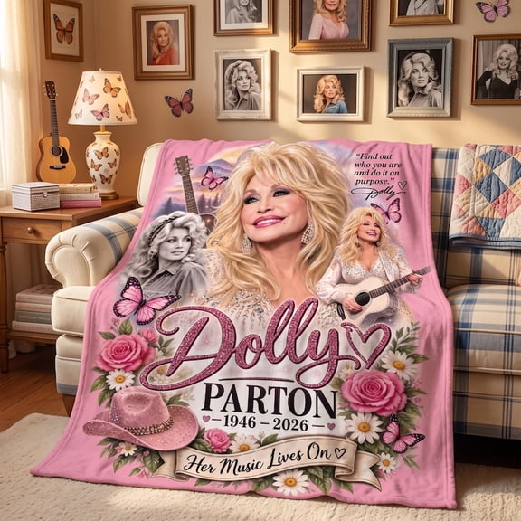 Dolly Retro Country Music Throw Blanket, Vintage Western Cowgirl Design, Cozy Gift for Country Music Fans