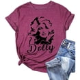 thumbnail image 1 of Dolly Shirt for Women Graphic Crewneck Tshirts Short Sleeve Loose Fit Tops Hot Pink XL, 1 of 2