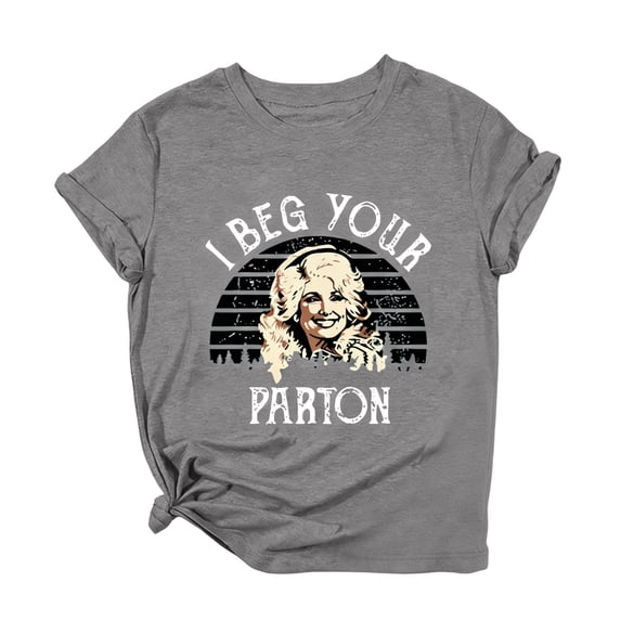 Dolly Shirt for Women Graphic Tee Country Music Legend T Shirt Short Sleeve Crew Neck Fans Top Grey 5XL