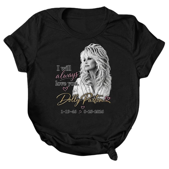 Dolly Shirt for Women I Will Always Love You Portrait Graphic Tee Country Music T Shirt Short Sleeve Crew Neck Western Top