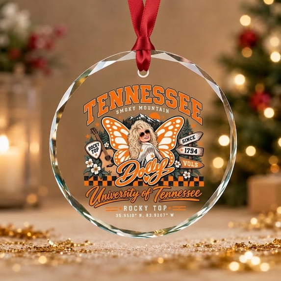 Dolly Tennessee Vols Glass Ornament, Christmas Tree Decoration, College ...