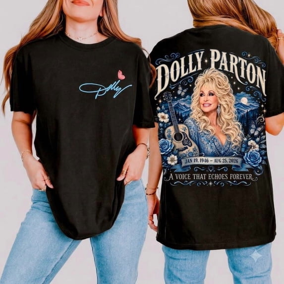 Dolly Tribute Country Music Legend Blue Floral Western T-Shirt ...