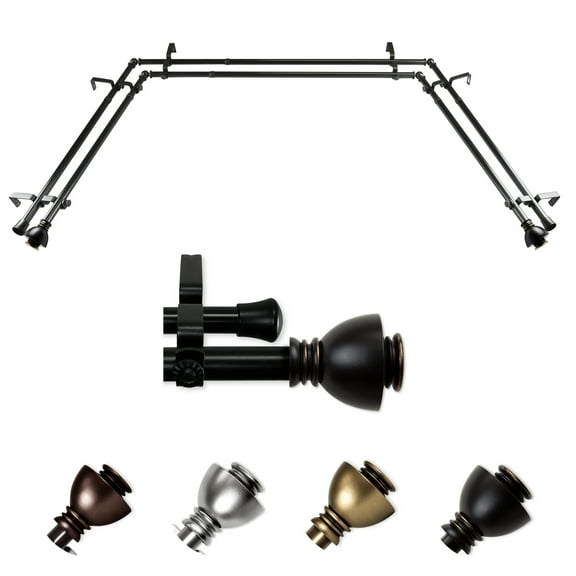 Dolly Triple Curtain Rod 13/16 inch dia. 48-84" - Black