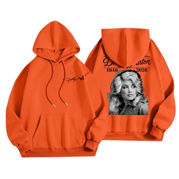 Dolly Western Hoodie for Women and Men Graphic Hooded Sweatshirt Long Sleeve Relaxed Tops for Vintage Country Music Tribute,(S)