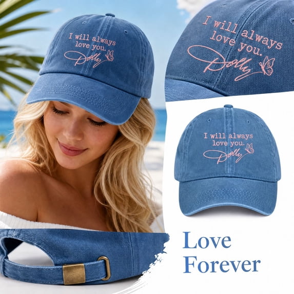 Dollys Butterfly Adjustable Baseball Cap for Men Women, Cute Dollys Washed Distressed Outdoor Hat