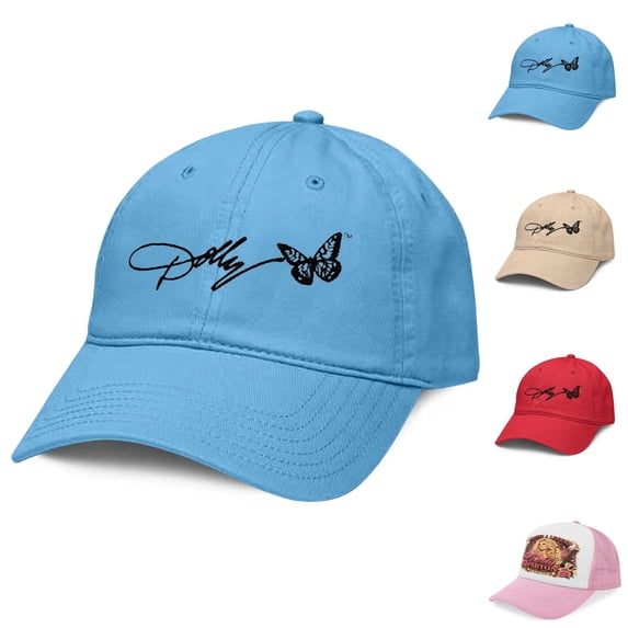 Dollys Butterfly Adjustable Baseball Cap for Men Women, Cute Washed Distressed Outdoor Hat with Butterfly Art