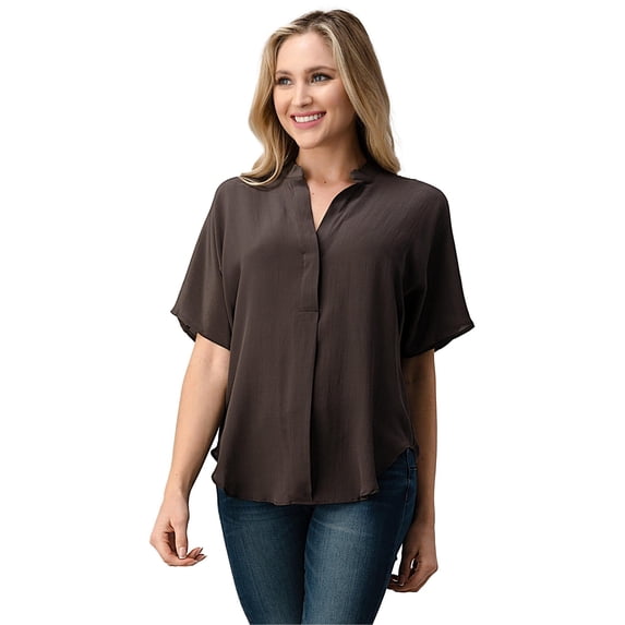 Dolman Sleeve Silk Solid Blouse Top