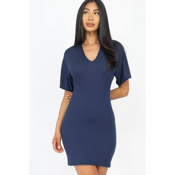 Dolman Sleeves Solid Mini Dress M