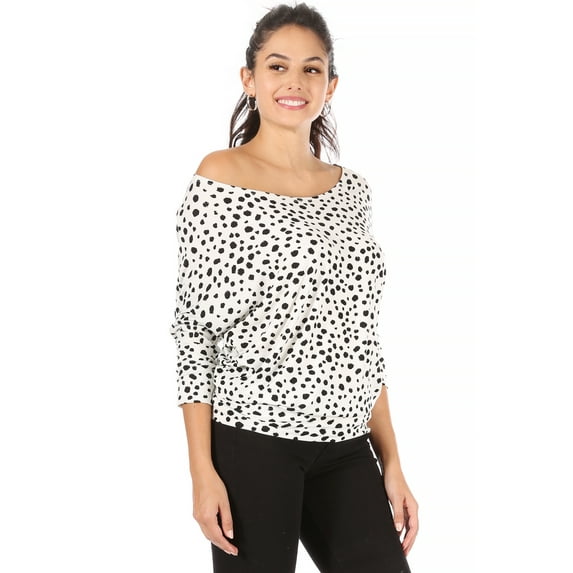 Dolman Tops for Women Sexy Off The Shoulder Tops Banded Waistband Shirts 3/4 Sleeves Regular and Plus Size Tops