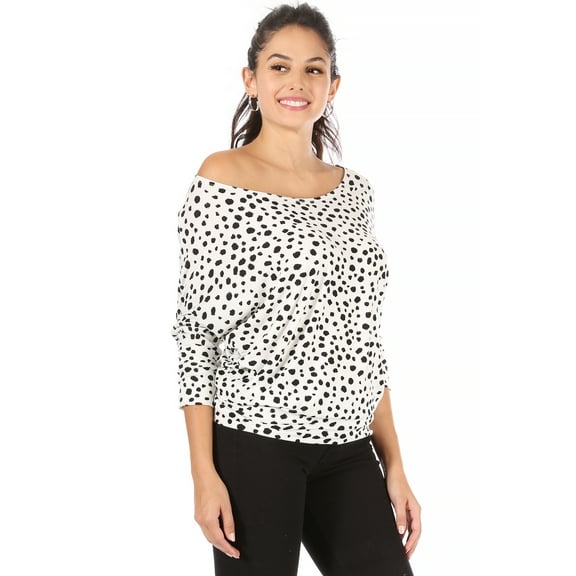 Dolman Tops for Women Sexy Off The Shoulder Tops Banded Waistband Shirts 3/4 Sleeves Regular and Plus Size Tops