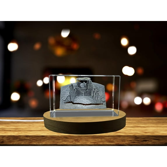 Dolmen des Fades 3D Engraved Crystal - Captivating Prehistoric Gift
