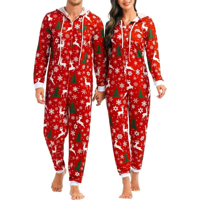 Doloam Couples Matching Christmas Onesie Adult, One Piece His and Hers ...