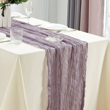 Dololoo 2 Pack 13 FT Lavender Cheesecloth Table Runner, Gauze Fabric for Wedding Reception Bridal Shower, Boho Rustic Table Decoration Arbor Decor