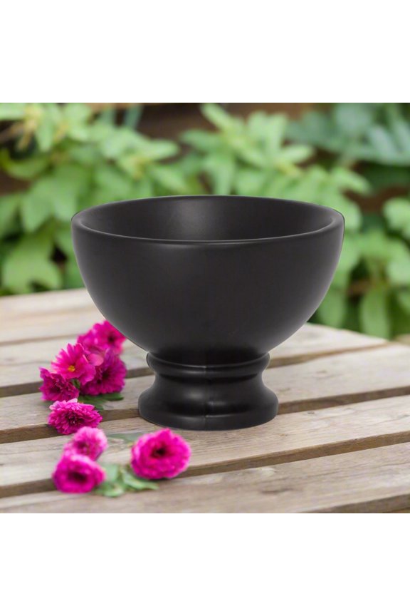 Julis Black Dolomite Vase, Matte Round Decorative Flower Vase for Modern Home Décor
