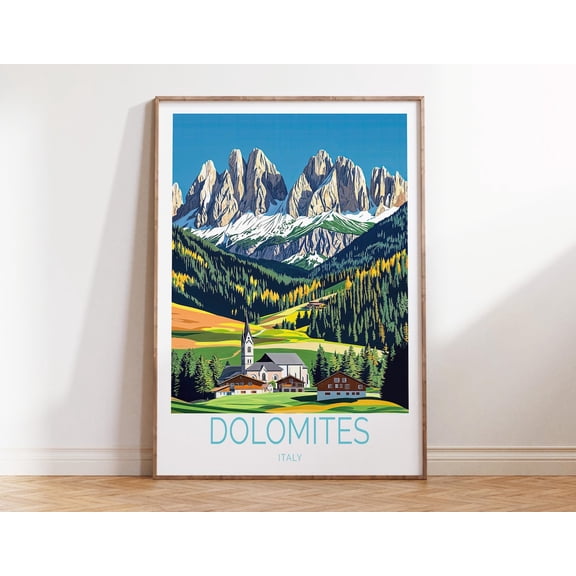Dolomites Italy Alpine Mountain Range Wall Art, Unframed Paper Print Size 8x12