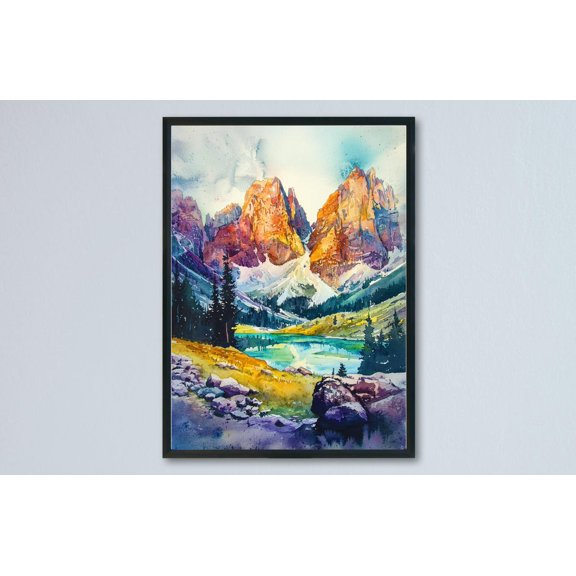 Dolomites Mountain Travel Wall Art Scenic Landscape Portrait Decor Unframed Paper Print