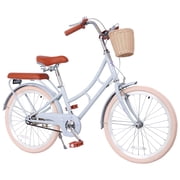 Dolonm 22" Cruiser Bike for Kids, Girls Bike Lightweight High-Carbon Steel Frame City Bike with Basket & Rear Rack, Comfortable Commuter Bicycle for Age 8+, Blue
