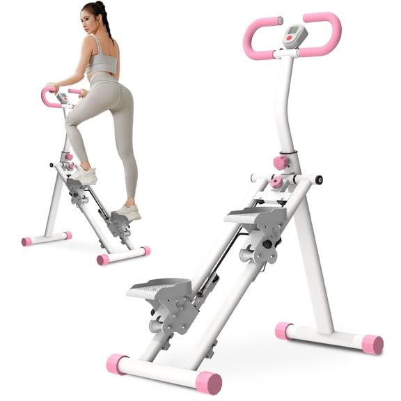 Vertical Stair Stepper for Home, Dolonm Climber Machine with Adjustable Handles, Full Body Workout Exercise Equipment, Pink