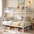 thumbnail image 1 of Dolonm Twin over Full Metal Bunk Bed for Teens, Heavy Duty Noise Free Bunk Bed Sturdy with Support Leg, Ladder and Guardrails for Bedroom, Easy Assembly, White, 1 of 10