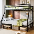 thumbnail image 1 of Dolonm Twin over Full Metal Bunk Bed for Teens, Heavy Duty Noise Free Bunk Bed Sturdy with Support Leg, Ladder and Guardrails for Bedroom, Easy Assembly, Black, 1 of 13