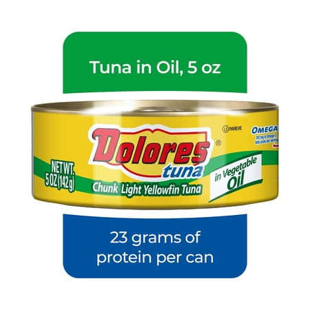Dolores Tuna, Chunk Light Yellowfin Tuna in Vegetable Oil, 5 oz Can