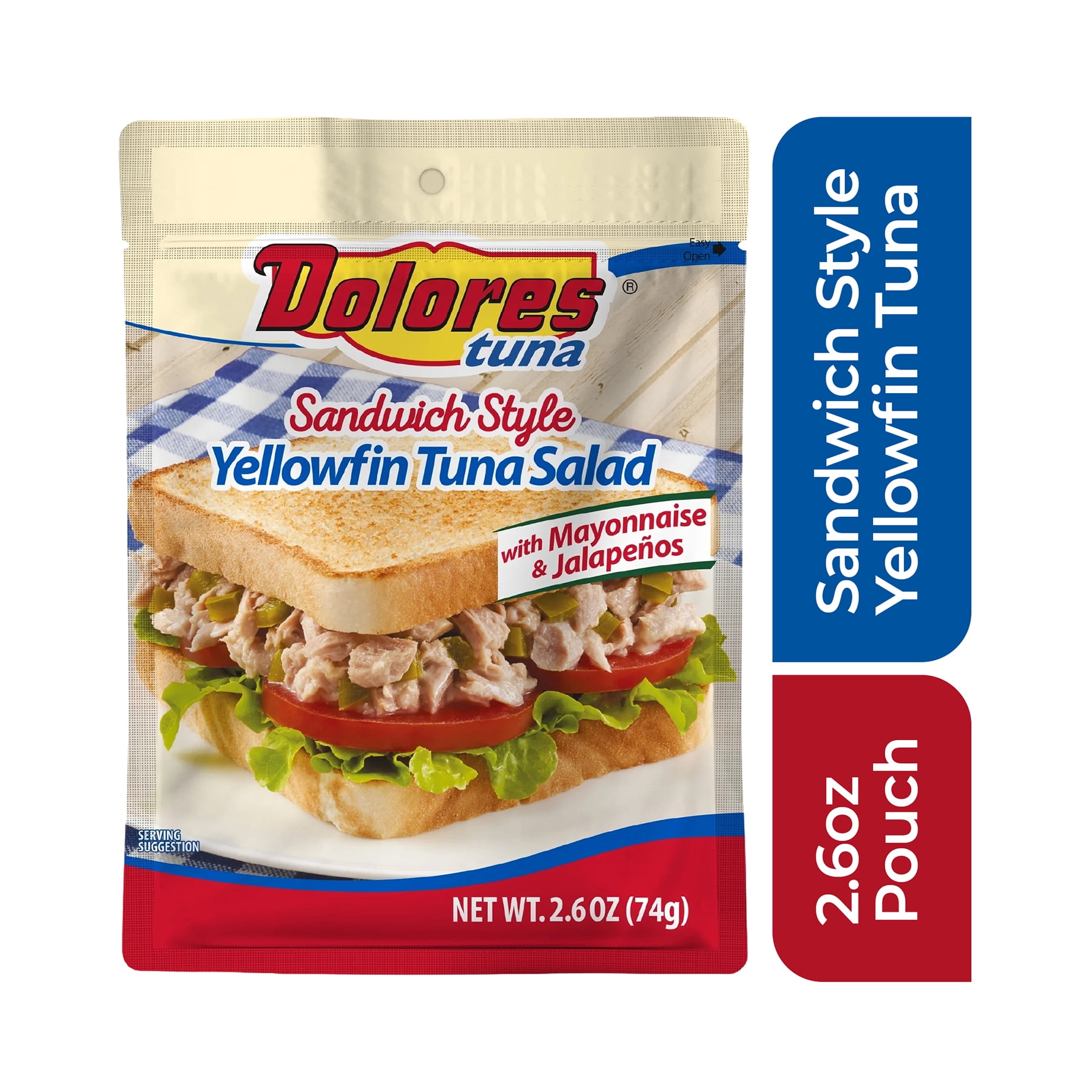 Dolores Yellowfin Sandwich Style Tuna Salad, 13g Protein, 2.6 oz Pouch
