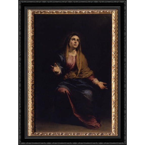 Dolorosa 28x38 Large Black Ornate Wood Framed Canvas Art by Bartolome Murillo