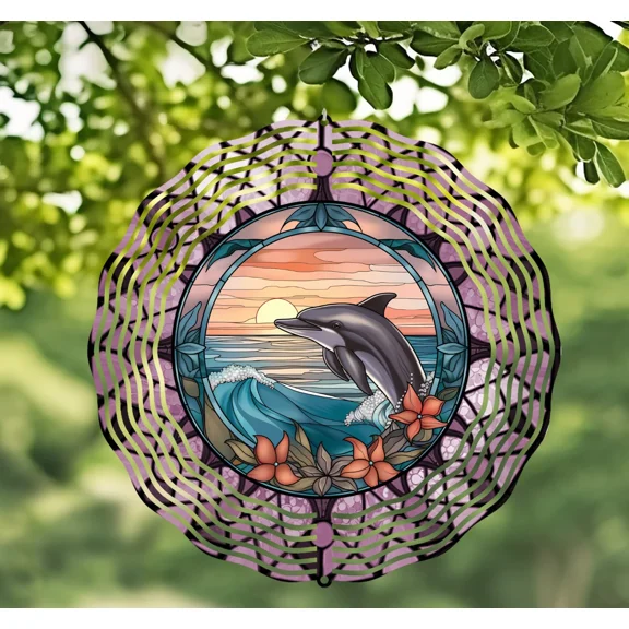 Dolphin 10" Wind Spinner Purple