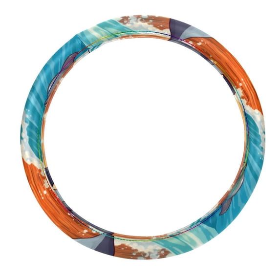 Dolphin 14.5 Inch Printing PVC Leather Auto Accessories Steering Wheel Cover for Car Wheel Covers