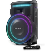 Dolphin SP-1800RBT 18" Portable Bluetooth Party Speaker   100W RMS, Powerful 18" Woofer, LED Lights, WaveSync , X-Bass, Rechargeable Battery, Bluetooth 5.1, 21" Tall   Perfect for Parties