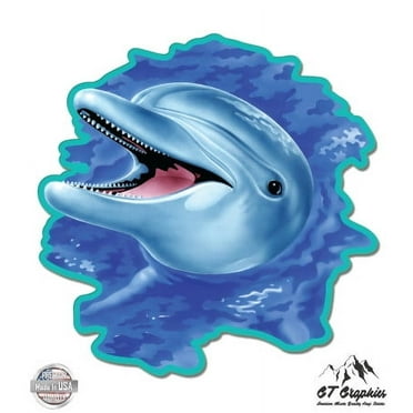 Dolphin - 3" Vinyl Sticker - For Car Laptop I-Pad Phone Helmet Hard Hat - Waterproof Decal
