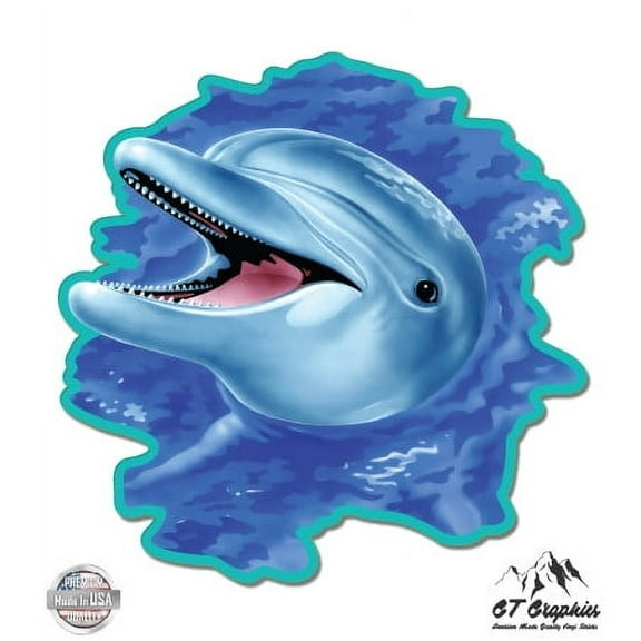 Dolphin - 3" Vinyl Sticker - For Car Laptop I-Pad Phone Helmet Hard Hat - Waterproof Decal