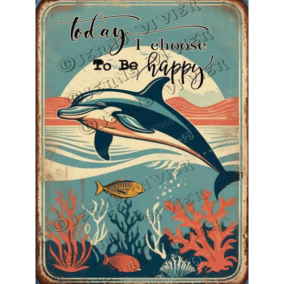 Dolphin Aluminum Sign 12x16 inches Vintage Metal Sign Antique Plaque Poster Beach Theme Wall Art Decoration Funny Bathroom Decor Home Wall Decor Dolphin Wall Decor Dolphin Gifts