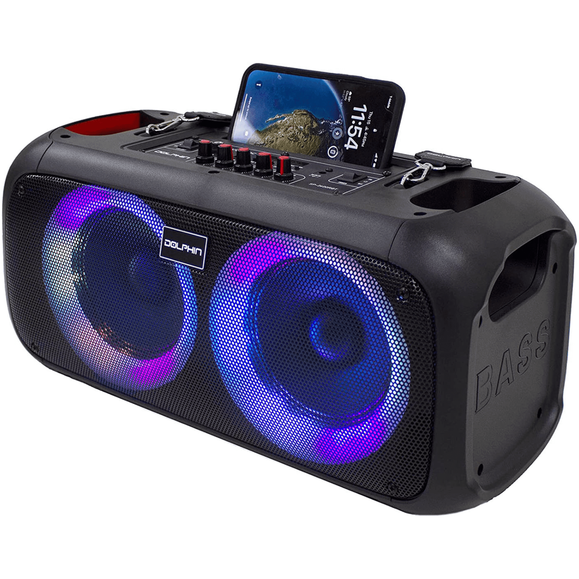 Dolphin Boombox Speaker with Mic Input & Sound-Activated Light