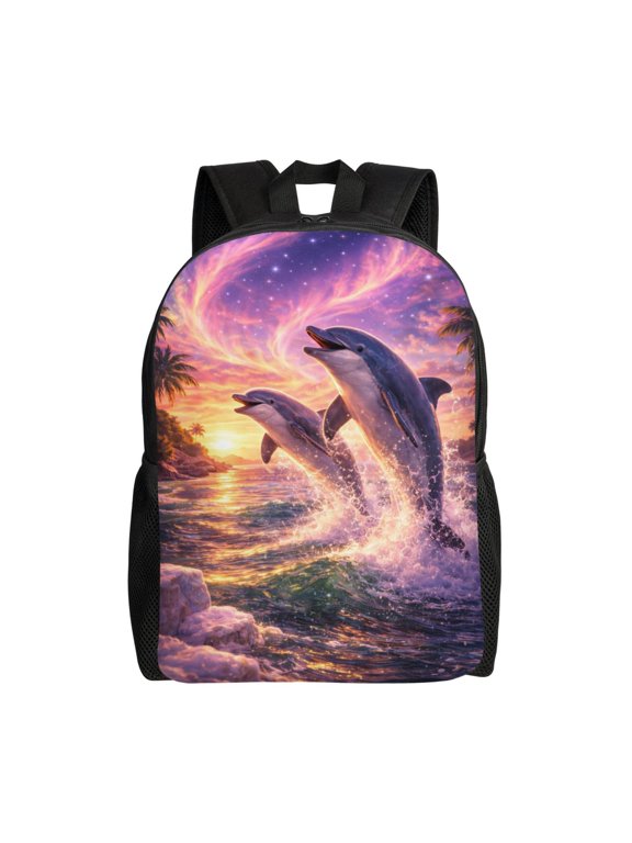 Dolphin Backpack Full Front Print Travel Laptop Bag for Men and Women