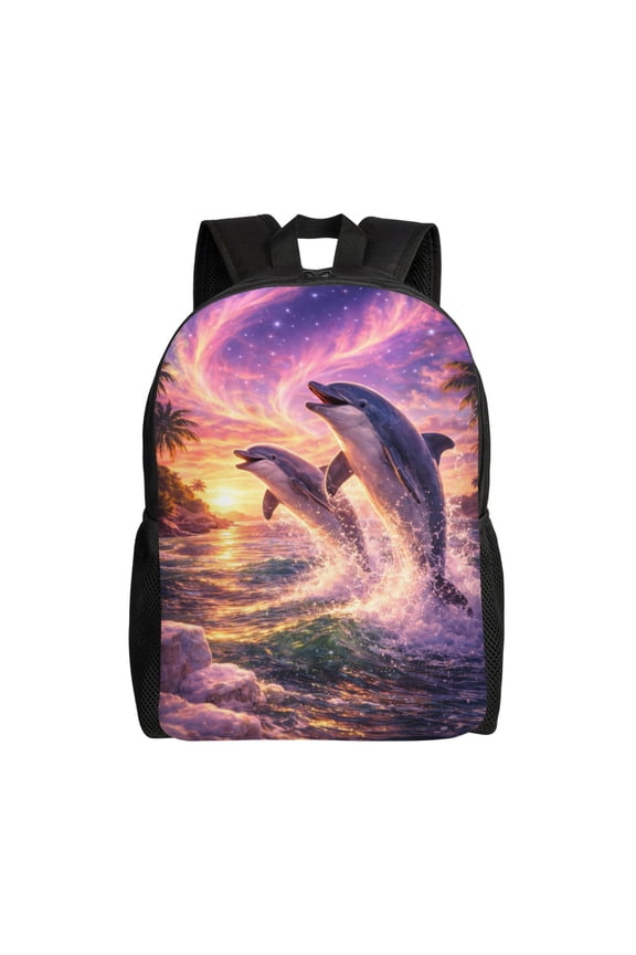 Dolphin Backpack Full Front Print Travel Laptop Bag for Men and Women