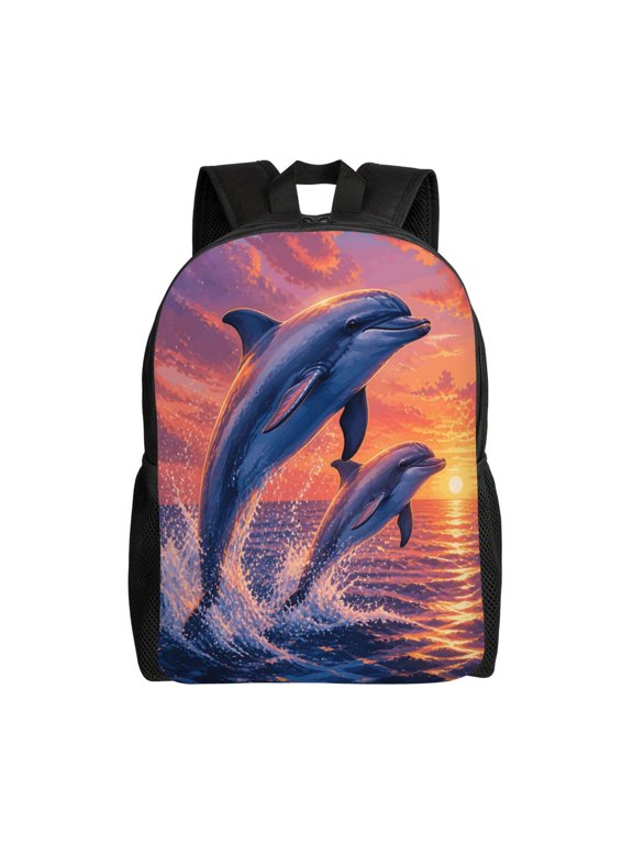 Dolphin Backpack Full Front Print Travel Laptop Bag for Men and Women