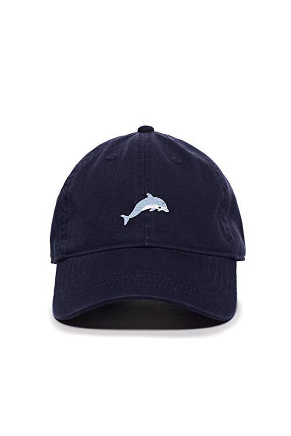 Dolphin Baseball Cap Embroidered Cotton Adjustable Dad Hat Navy