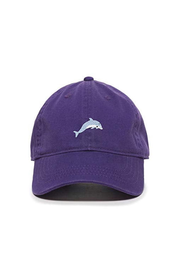 Dolphin Baseball Cap Embroidered Cotton Adjustable Dad Hat Purple