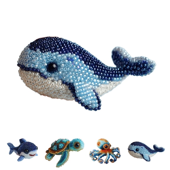 Dolphin Bead Embroidery Kit, 3D Animals DIY Beadwork Craft Kit for Beginners, Sea Creature Beaded Embroidery Kits, Embroidery Set for Craft Lovers