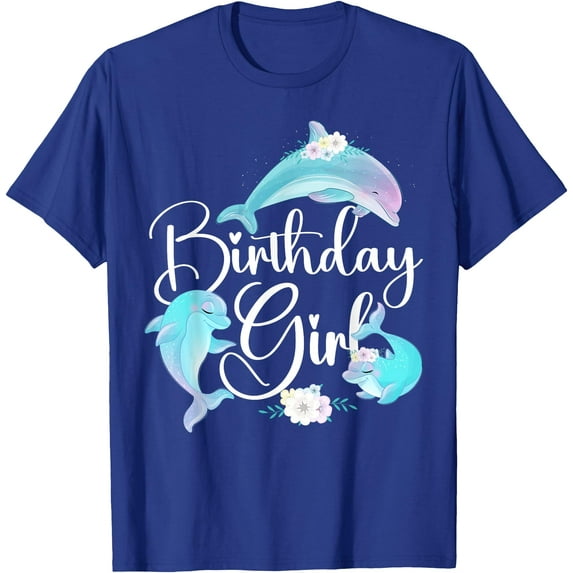 Dolphin Birthday Birthday Girl Unisex Softstyle T-Shirt,Royal Blue Color,Size 3T