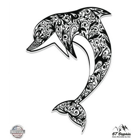 Dolphin Black - 5" Vinyl Sticker - For Car Laptop I-Pad - Waterproof Decal